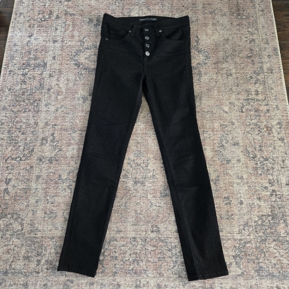 Veronica Beard Debbie 10" Ankle-Crop Skinny Jean Black Raven Button Fly Size 26 - Picture 2 of 8